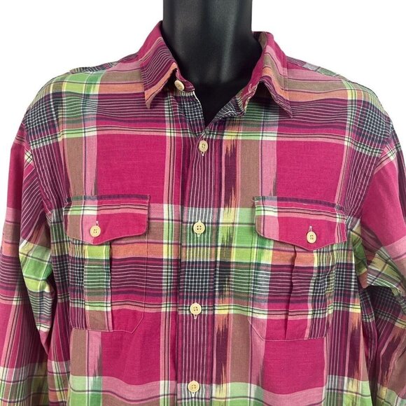 Polo Ralph Lauren Mens Roll Tab Sleeve Shirt Pink Plaid Large - Picture 2 of 12